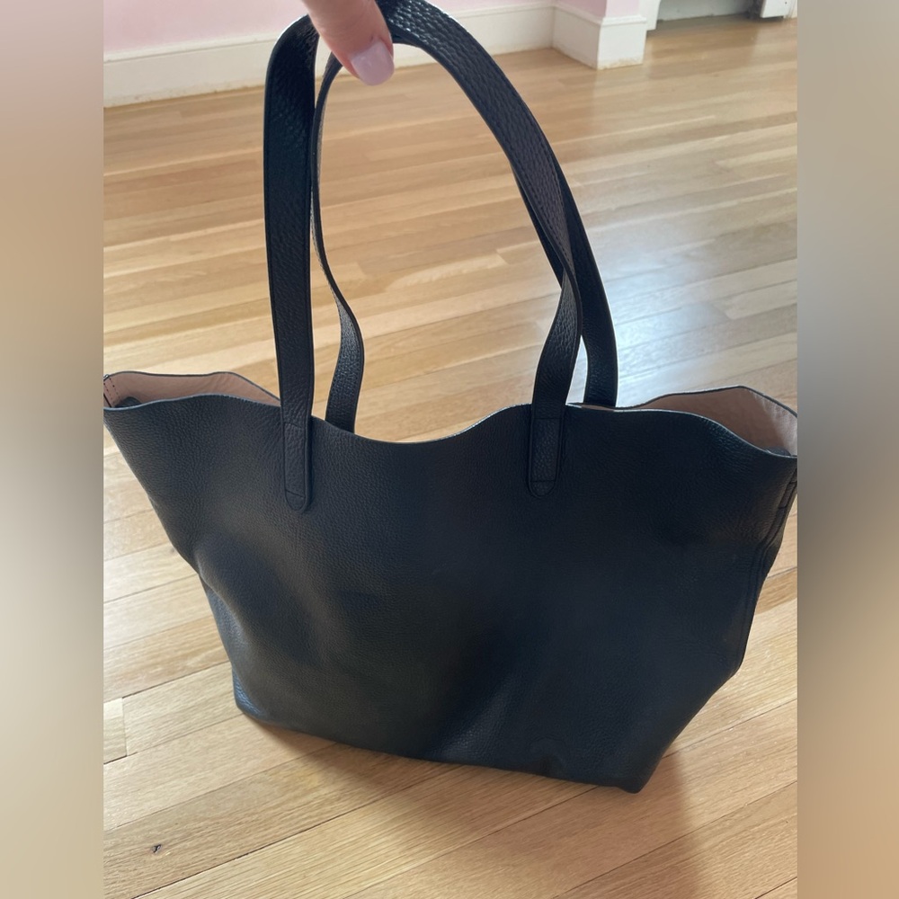 Black Cuyana Structured Leather Tote
